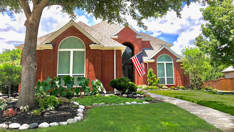 Summer home with American flag