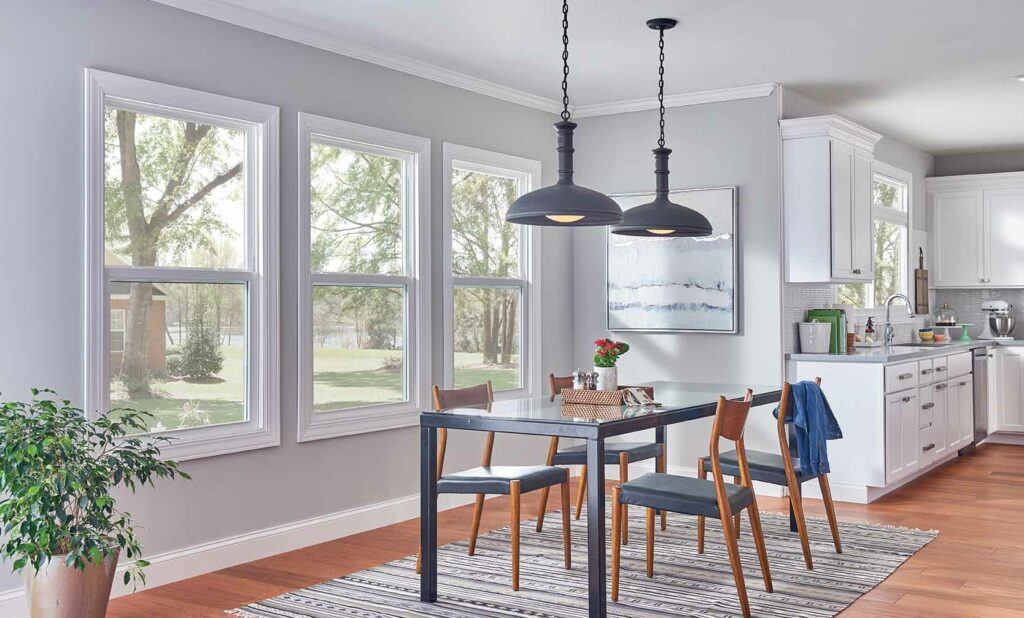Windows in kitchen.