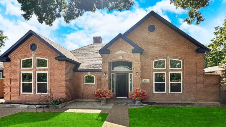 Two-story brick home exterior